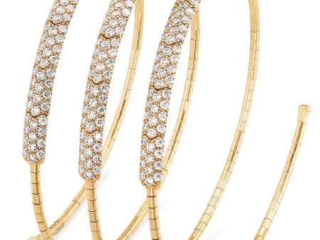 Yellow Gold Diamond 3 Coil Bracelet Cheap