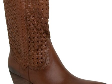 Woven Western Boot in Cognac Discount