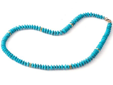 18K Yellow Gold Turquoise Bead Necklace Supply