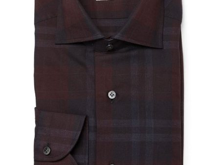 Wine and Black Windowpane Plaid Sportshirt Fashion