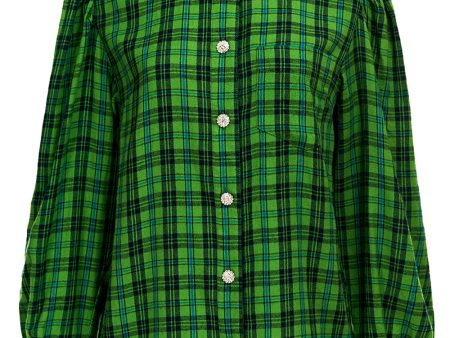 Anti Green Plaid Embellished Button Shirt Online now