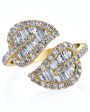 Yellow Gold Medium Diamond Leaf Wrap Ring For Sale