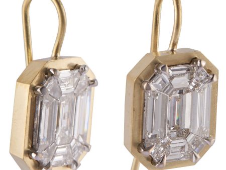 Yellow Gold Diamond Mosaic Earrings on Sale