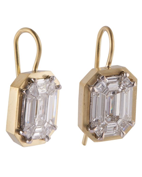 Yellow Gold Diamond Mosaic Earrings on Sale