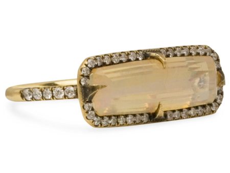 Yellow Gold Opal and Diamond Horizontal Ring Online Hot Sale