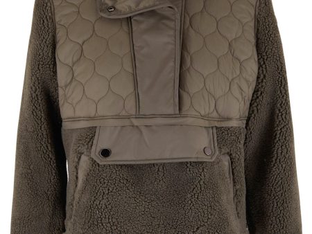 Army Green Quilted Sherpa Leo Pullover Fashion