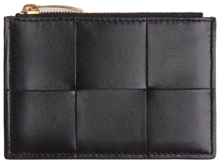 Zipped Card Holder in Black For Discount