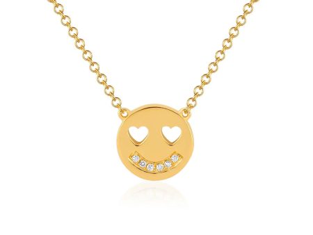 Yellow Gold Diamond Smiley Necklace Online now