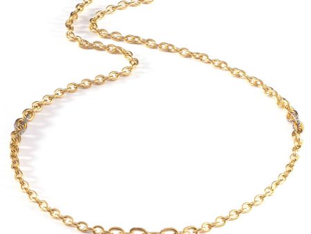 Yellow Gold Diamond Handmade Chain Link Necklace Cheap