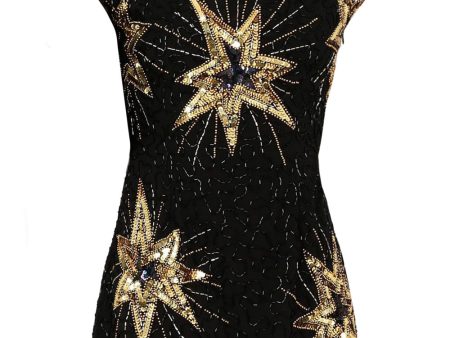 Black Beaded Starburst Colville Mini Dress For Sale