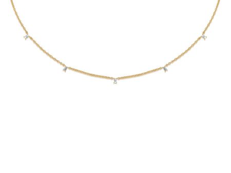 Yellow Gold 7 Baguette Diamond Charm Necklace For Discount