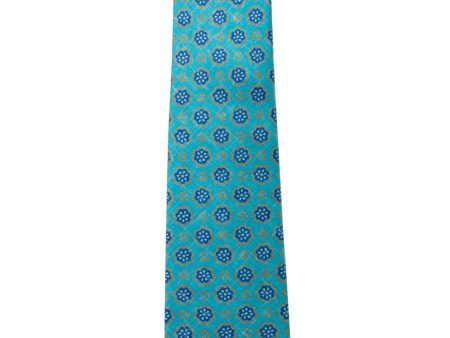 Aqua and Navy Blue Floral Tie Online Sale