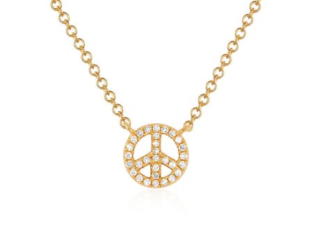 Yellow Gold Diamond Mini Peace Necklace Online Hot Sale