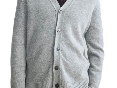 Wool Cardigan in Light Grey Melange Discount