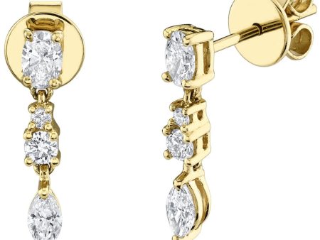 Yellow Gold Maya Diamond Drop Stud Earrings Online