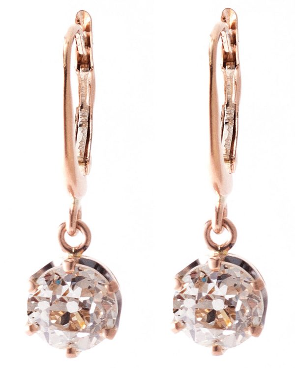 14K Rose Gold Diamond Drop Earrings Online Hot Sale