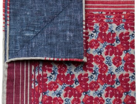 Abstract Floral Pocket Square in Red and Sand For Cheap