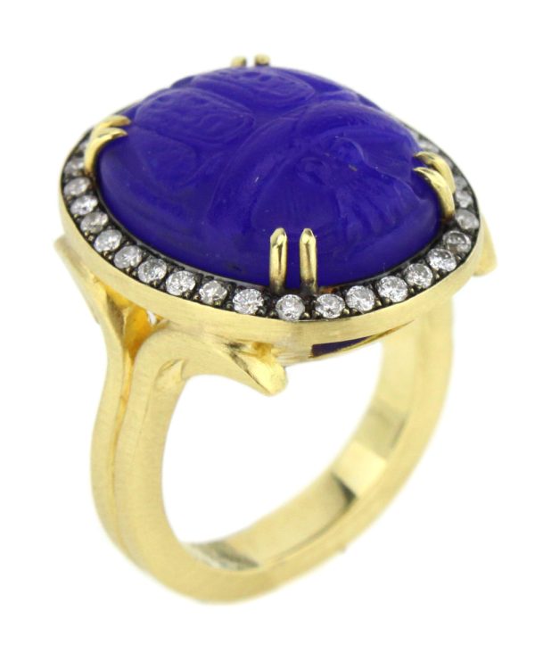 Yellow Gold Diamond Intaglio Scarab Ring Online Sale