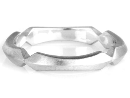 18K White Gold Knife Edge Stack Ring Fashion