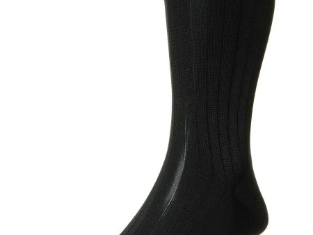 Asberley Silk Midcalf Socks in Black on Sale