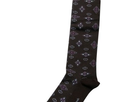 Over the Calf Print Socks in Brown Online