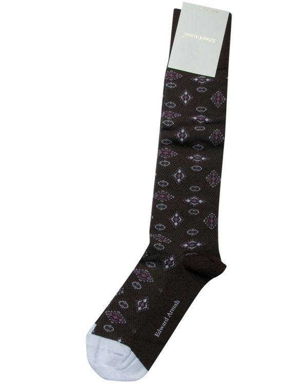 Over the Calf Print Socks in Brown Online