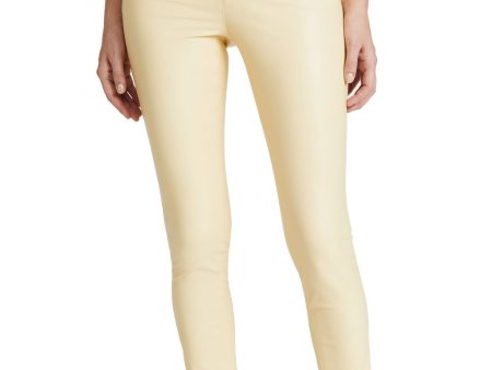 Yellow Faux Leather Skinny Pant Online Sale