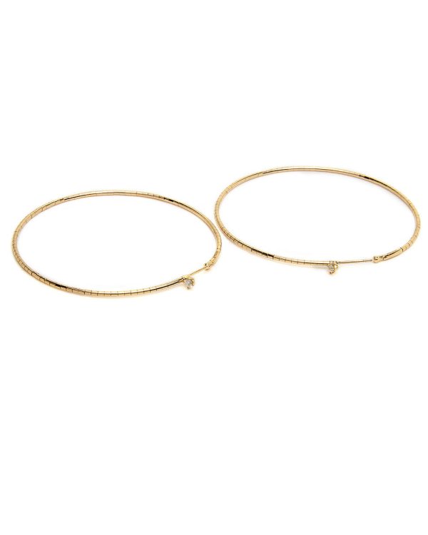 Yellow Gold Diamond Post Large Hoop Earrings For Discount