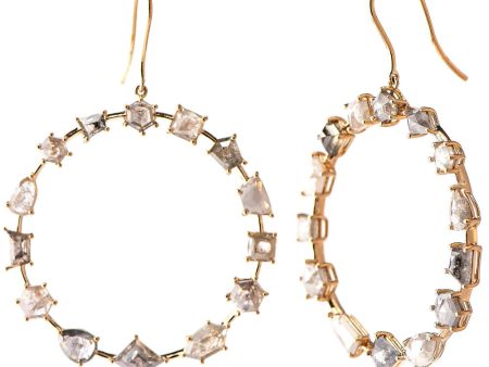 18K Yellow Gold and Diamond Forward-Facing Hoops Cheap