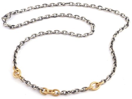 Yellow Gold and Platenite Chain Link Necklace Sale