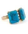 Yellow Gold Double Turquoise and Diamond Ring Online Hot Sale