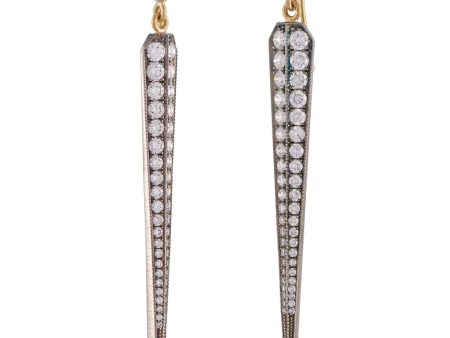 18K Yellow Gold Diamond Dagger Earrings For Cheap