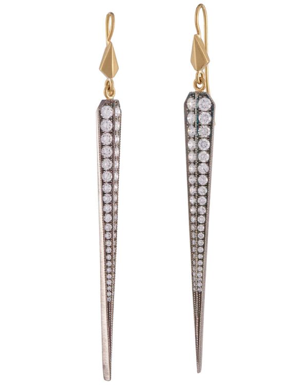 18K Yellow Gold Diamond Dagger Earrings For Cheap