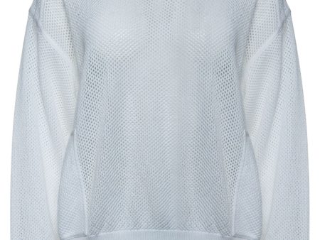 White Cotton Pocketed Crewneck Pullover Cheap