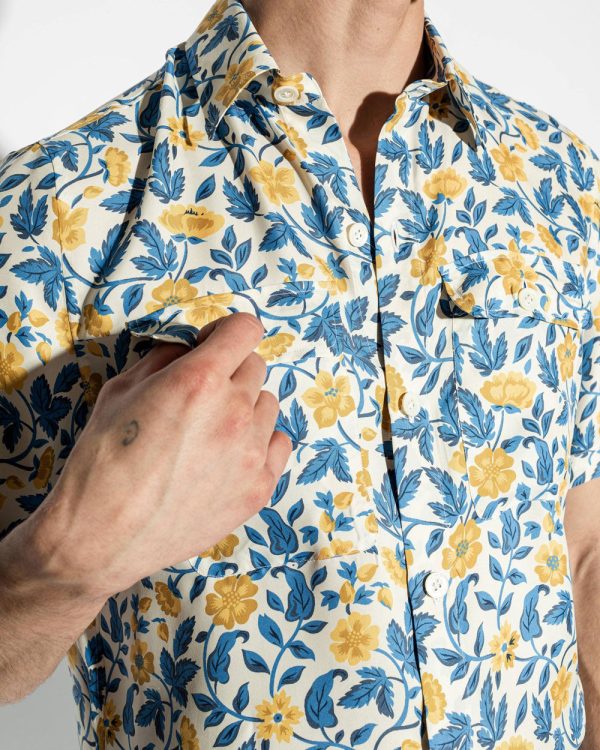 Yellow Silk Short Sleeve Overshirt Sale