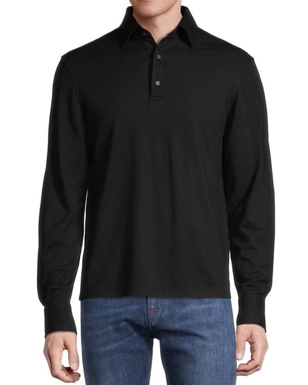 Black Evening Long Sleeve Polo Online now