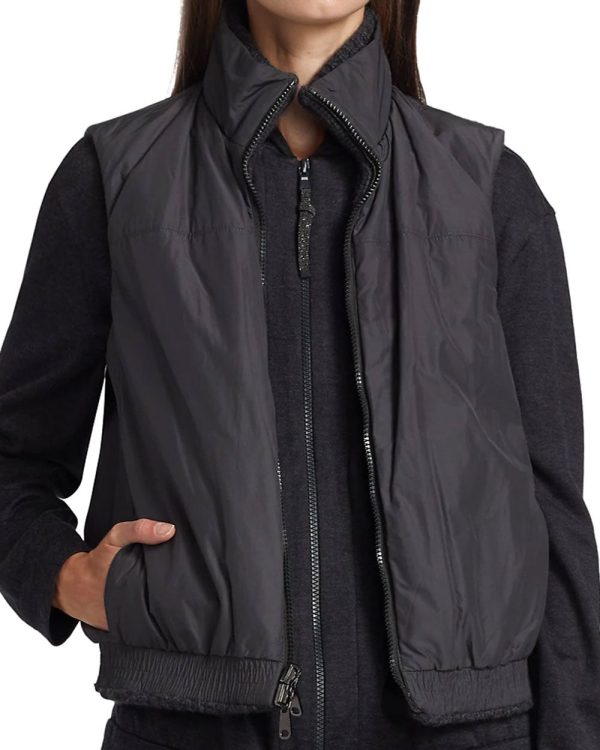 Anthracite Nylon Knit Reversible Vest For Cheap