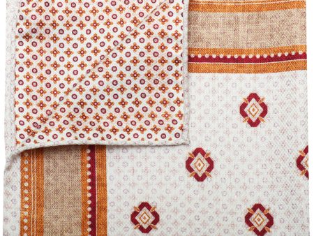 Beige and Tan Foulard Medallion Pocket Square Supply