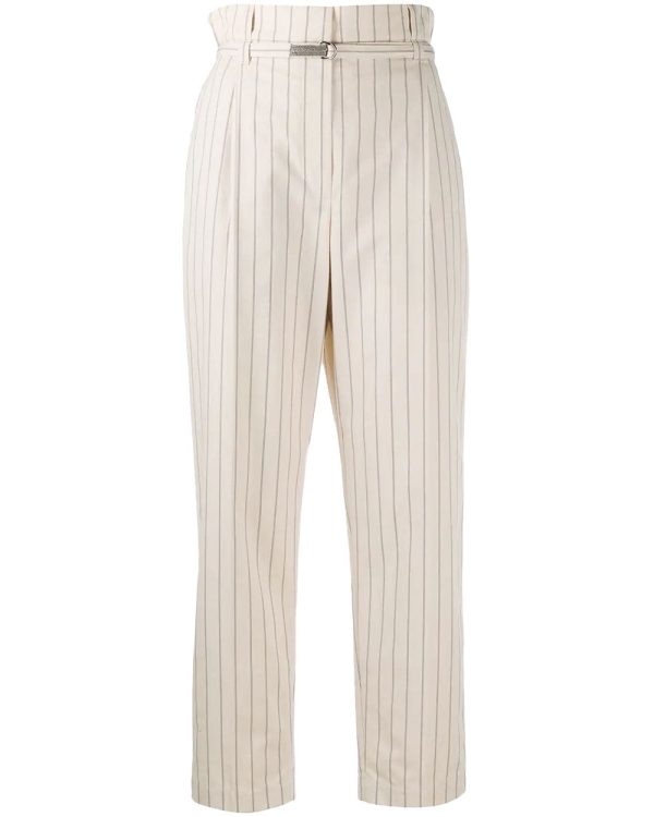 Pinstripe Paperbag Trousers Online Hot Sale