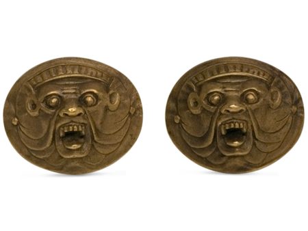 Yellow Bronze and Sterling Silver Bruxellois Demon Cufflinks Discount