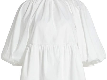 White Shirred Bow Blouse Discount