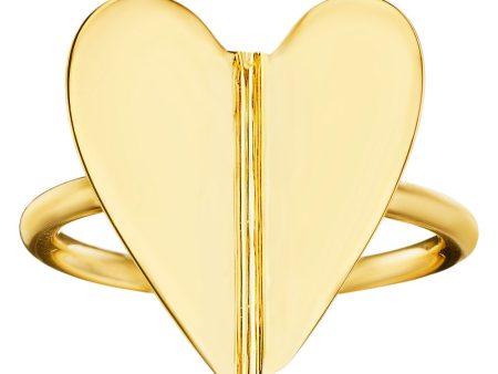 Yellow Gold Wings of Love Folded Heart Ring For Cheap