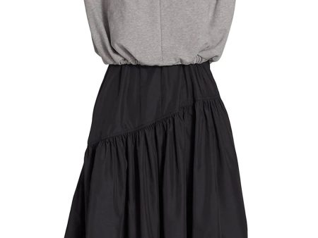 Black and Grey French Terry Combo A-line Dress Online Hot Sale