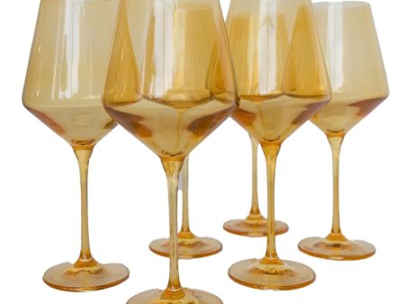 Yellow Colored Glass Stemware Set Supply