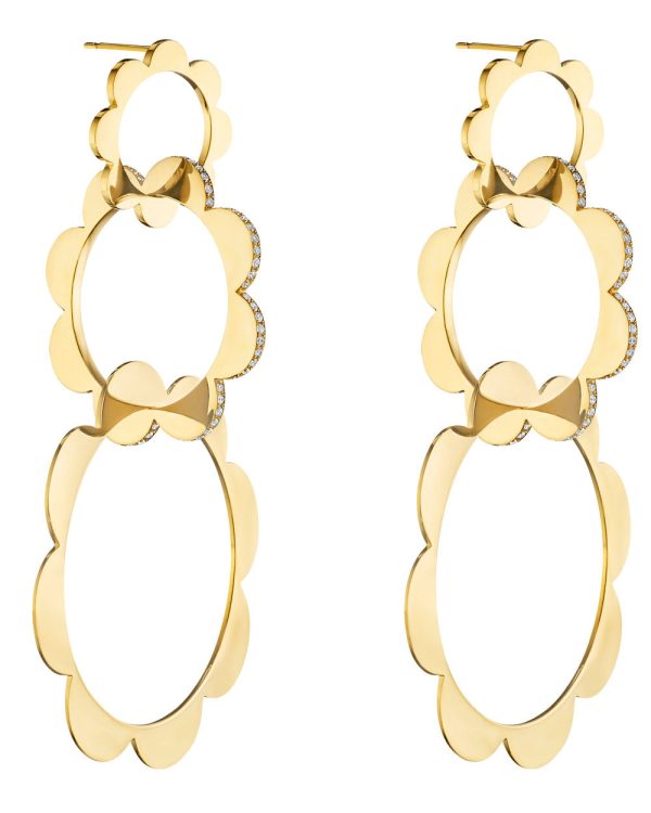 Yellow Gold Diamond Trio Unity Drop Earrings For Cheap