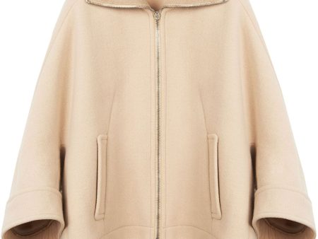 Beige Zippered Cape Online Hot Sale