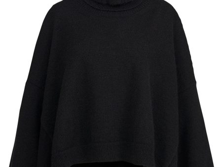 Black Cape Sleeve Convertible Agic Turtleneck Sweater Supply