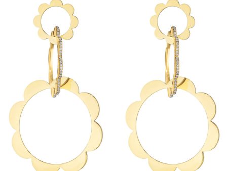 Yellow Gold Diamond Trio Unity Drop Earrings For Cheap